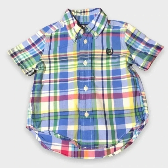 4/$20🥳 Chaps Short Sleeve Button Down Plaid Shirt - Picture 1 of 3